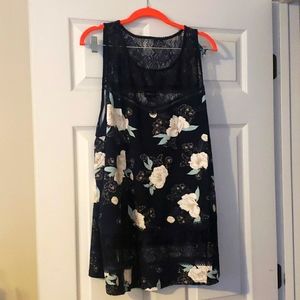 1x or 3x navy floral lace tank torrid